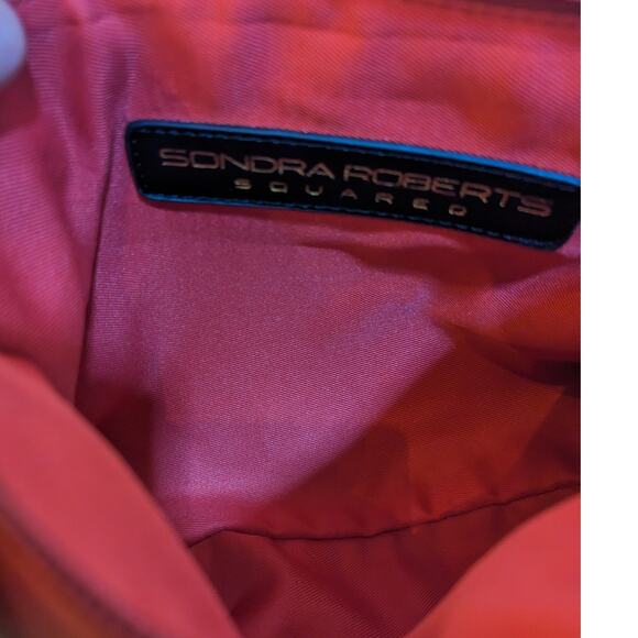 Sondra Roberts Squared Red Vegan Leather Crossbody Bag With Adjustable Strap - Picture 4 of 5